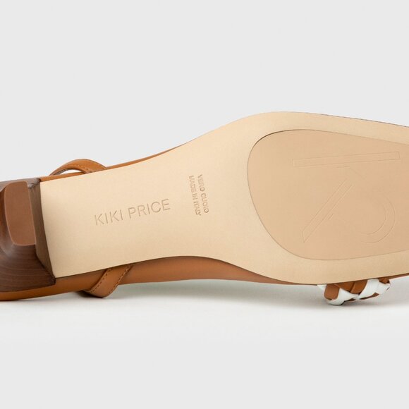 Women's Brown and White Heeled Sandal - Picture 3 of 7